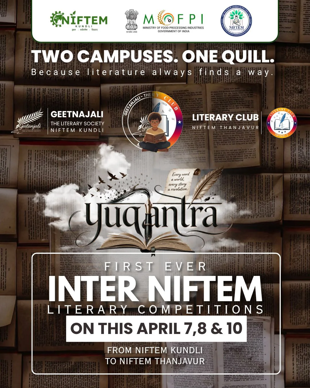 Poster for YUGANTRA - INTER NIFTEM Lit Competition